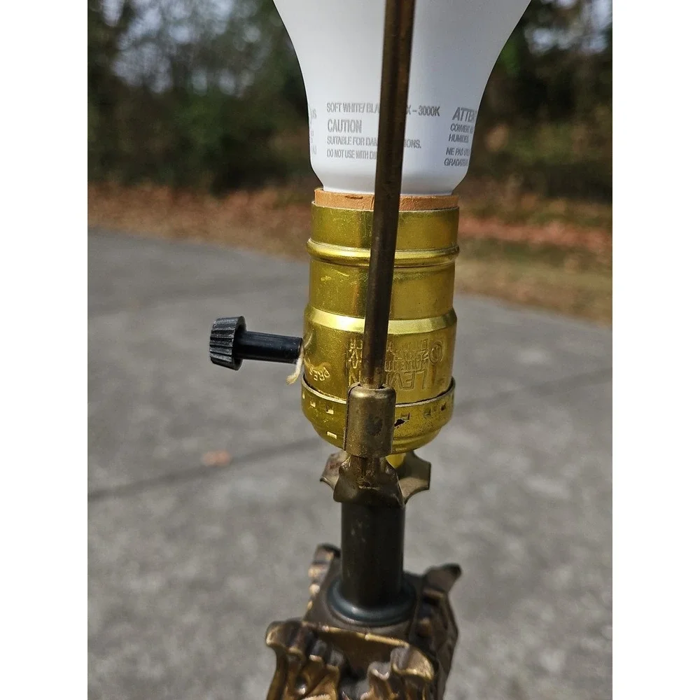 Vintage 1960s Neoclassical Brass Lamp With A Corinthian Column